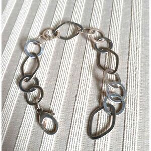 Sterling silver open chain link bracelet solid  925 7 inches vintage jewelry